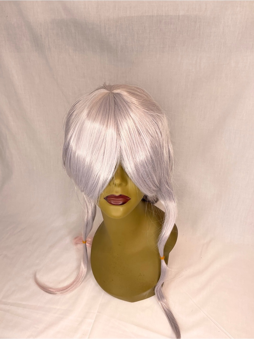2152 - Silver-White Women's Synthetic Wig with Side Braids - Unbranded